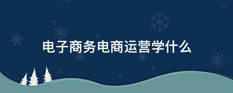 電子商務(wù)電商運(yùn)營(yíng)學(xué)什么 電商運(yùn)營(yíng)能學(xué)到什么