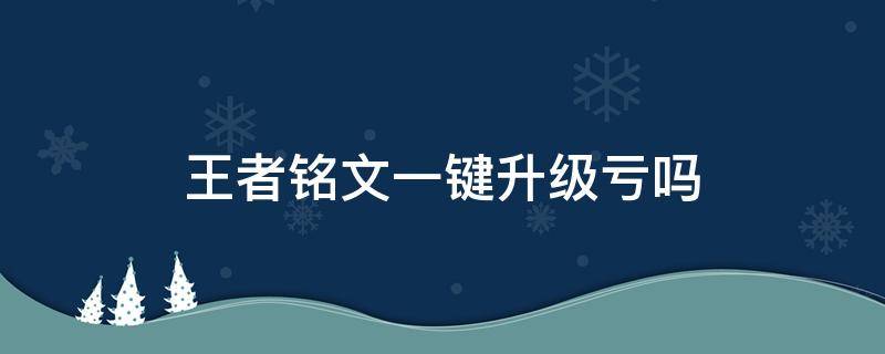 王者銘文一鍵升級虧嗎（銘文有必要一鍵升級嗎）