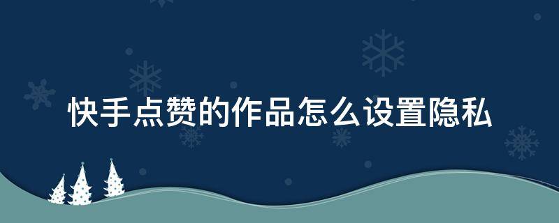 快手点赞的作品怎么设置隐私（快手点赞的作品怎么设置隐私不让别人看到）