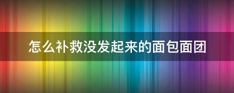 怎么补救没发起来的面包面团（发不起来的面包面团还有救吗）