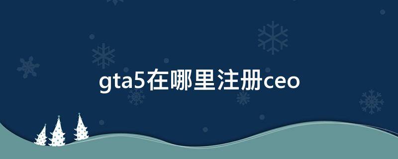 gta5在哪里注册ceo gta5在哪里注册保镖事务所