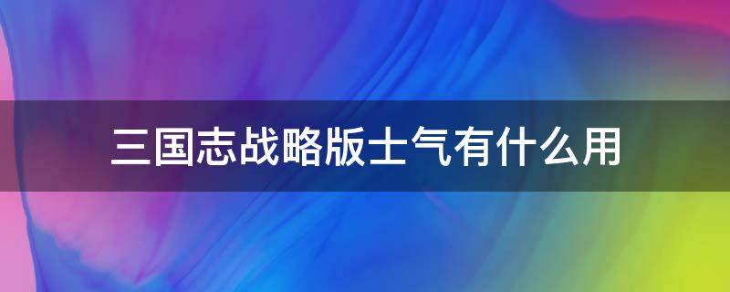 三國志戰(zhàn)略版士氣有什么用（三國志戰(zhàn)略版中士氣有什么用）