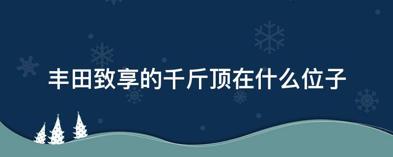 豐田致享的千斤頂在什么位子 致享的千斤頂在哪放著