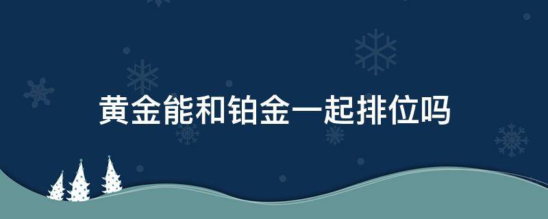 黃金能和鉑金一起排位嗎 黃金能和鉑金一起打排位嗎