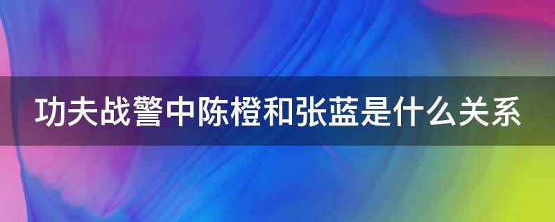 功夫战警中陈橙和张蓝是什么关系（功夫战警里陈橙和张蓝什么关系）