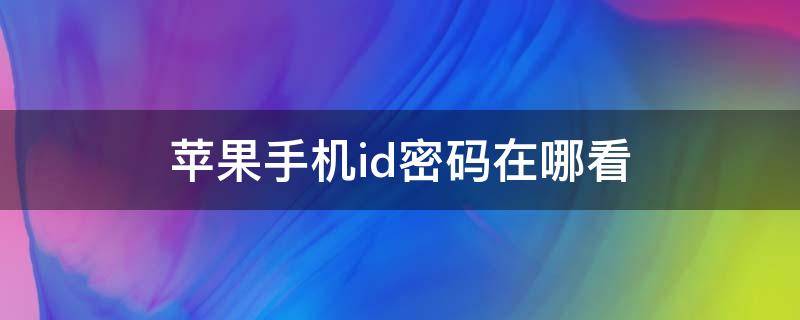 蘋果手機(jī)id密碼在哪看 iphone的id密碼在哪里看