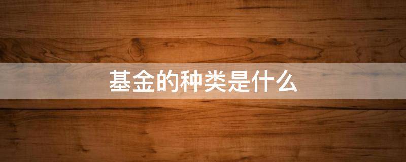 基金的種類是什么 什么是基金基金有哪些分類