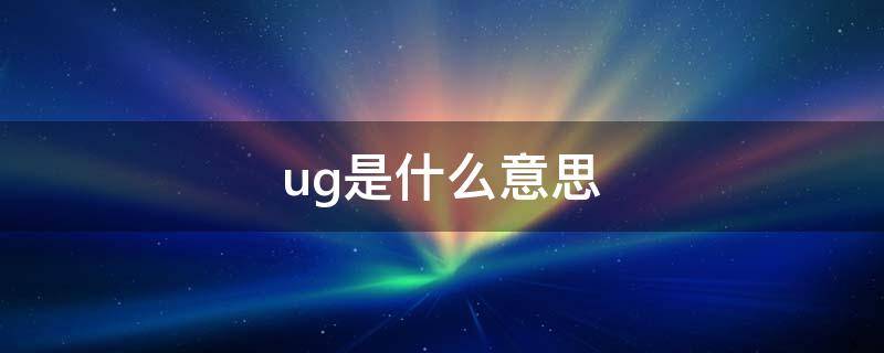 ug是什么意思（ug是什么软件）