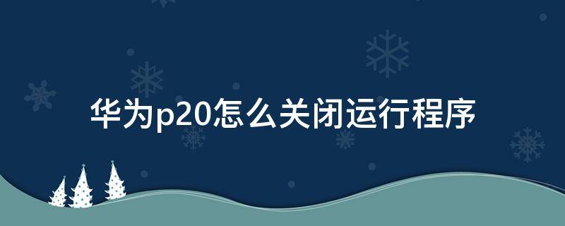 华为p20怎么关闭运行程序（华为p20怎么关闭运行程序视频）