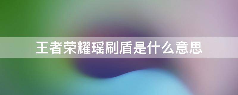 王者荣耀瑶刷盾是什么意思 王者荣耀玩瑶刷盾是什么意思