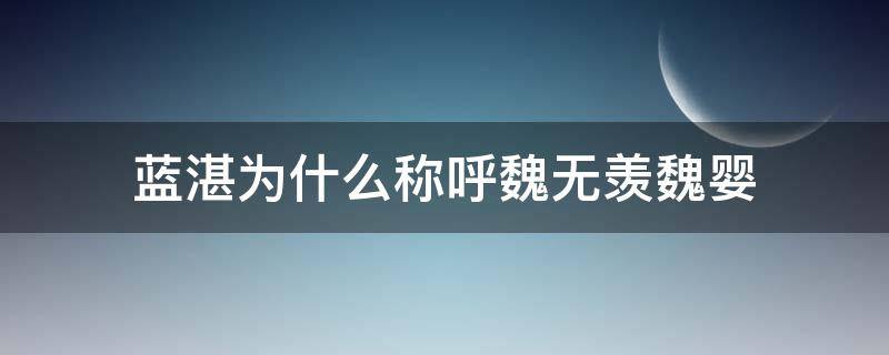 藍(lán)湛為什么稱呼魏無羨魏嬰（藍(lán)湛稱呼魏無羨為魏嬰有什么含義）