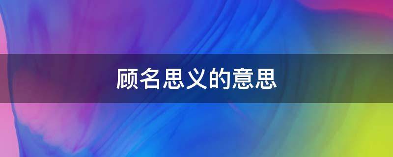 顧名思義的意思（顧名思義的意思解釋一下）