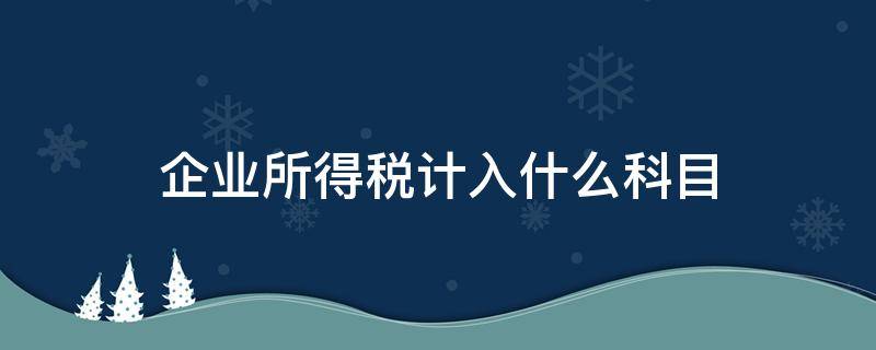 企业所得税计入什么科目（退的企业所得税计入什么科目）