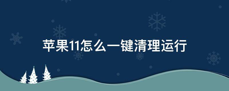 苹果11怎么一键清理运行 苹果11有没有一键清理