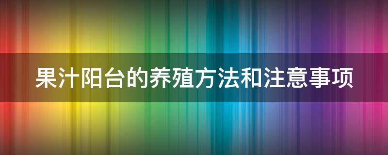 果汁阳台的养殖方法和注意事项 果汁阳台的养殖方法和注意事项 盆栽