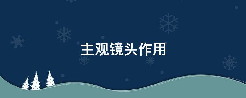 主观镜头作用（主观镜头和客观镜头的作用）