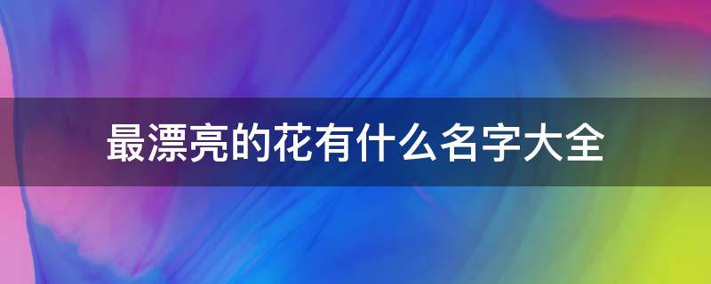 最漂亮的花有什么名字大全 漂亮的花有哪些名字