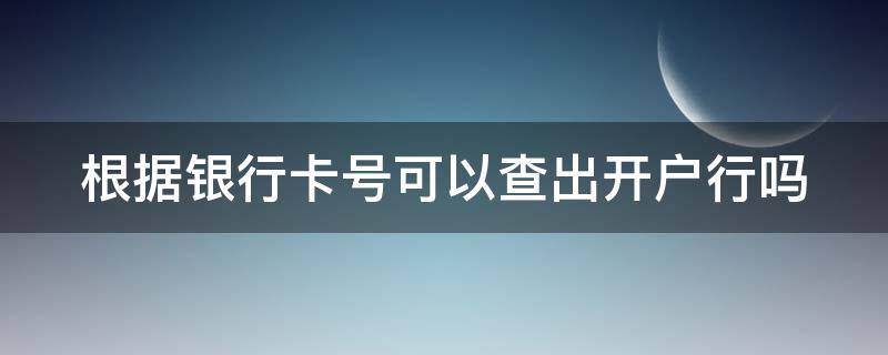 根據(jù)銀行卡號可以查出開戶行嗎（輸入卡號查詢開戶行支行）