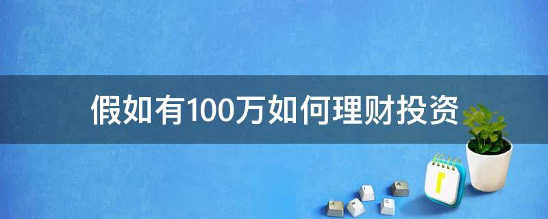 假如有100万如何理财投资 假如有1000万如何理财投资