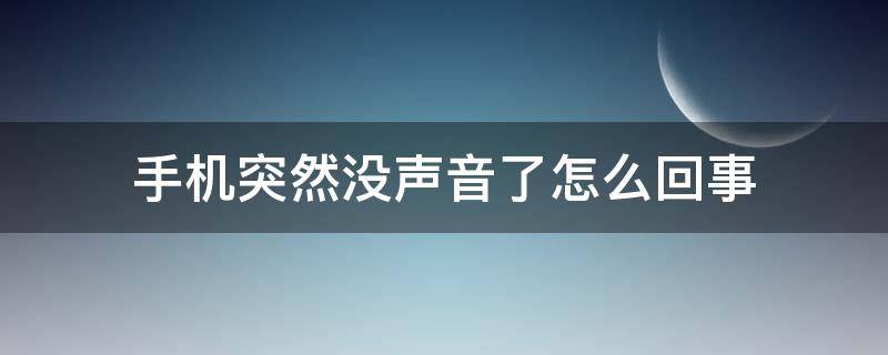 手机突然没声音了怎么回事 看视频手机突然没声音了怎么回事