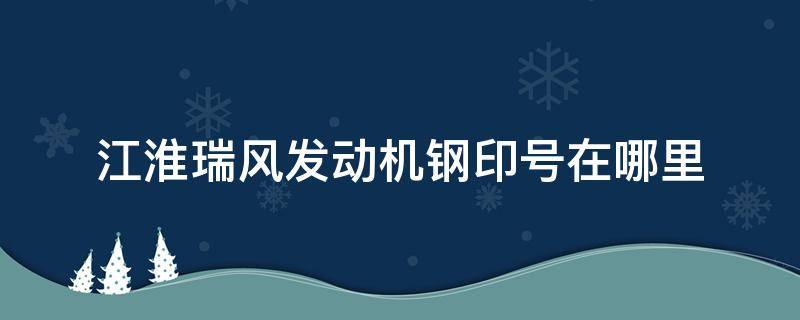 江淮瑞风发动机钢印号在哪里（江淮瑞风的钢印号在哪里）