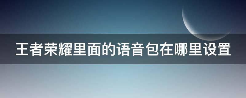 王者荣耀里面的语音包在哪里设置 王者荣耀中的语音包在哪里设置