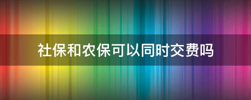 社保和农保可以同时交费吗 农保可以和社保一起交费吗