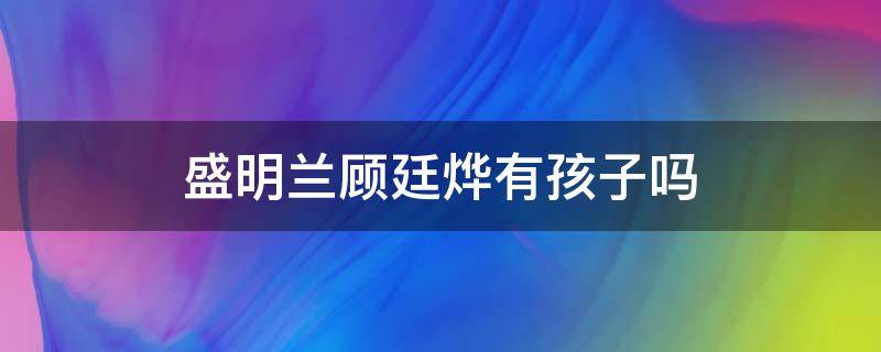 盛明兰顾廷烨有孩子吗 盛明兰顾廷烨 盛明兰