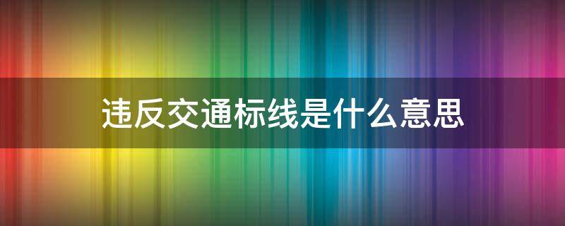 違反交通標(biāo)線是什么意思 違反交通指示標(biāo)線是什么意思