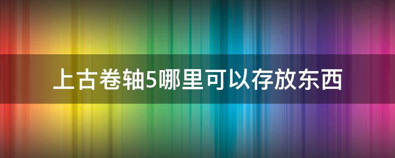 上古卷軸5哪里可以存放東西 上古卷軸5怎么儲(chǔ)存物品