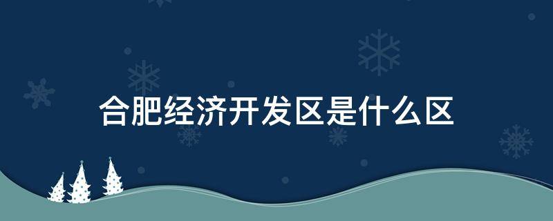 合肥经济开发区是什么区 合肥经济开发区属于哪里