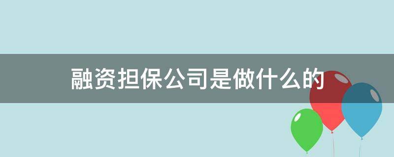 融資擔(dān)保公司是做什么的（融資擔(dān)保公司是干啥的）