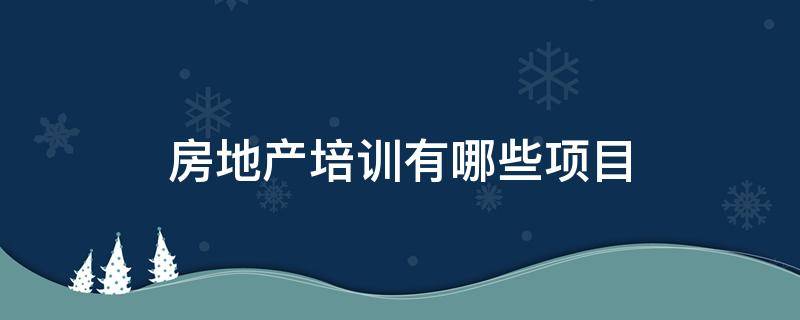 房地產(chǎn)培訓有哪些項目 房地產(chǎn)培訓課程有哪些