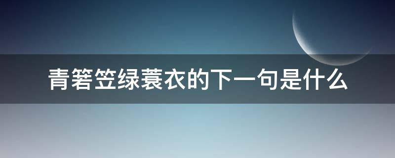 青箬笠綠蓑衣的下一句是什么 青箬笠綠蓑衣的上一句是什么