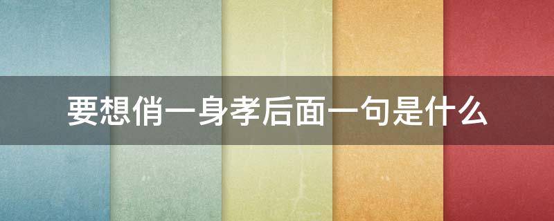 要想俏一身孝后面一句是什么 要想俏一身孝后面一句是什么孙媳妇悼祖母悼词