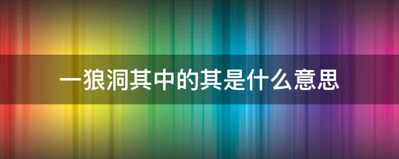 一狼洞其中的其是什么意思 一狼洞其中洞的意思是什么