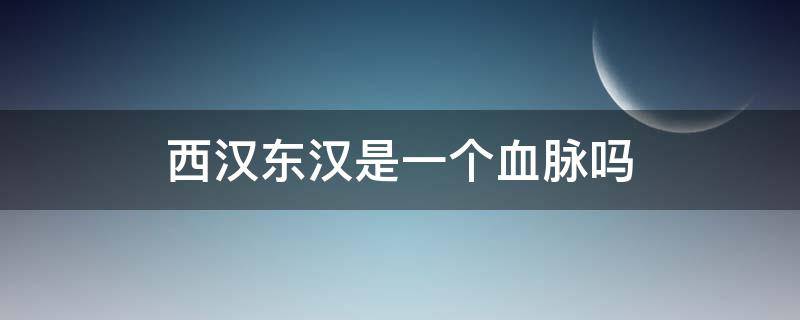 西漢東漢是一個血脈嗎 東漢