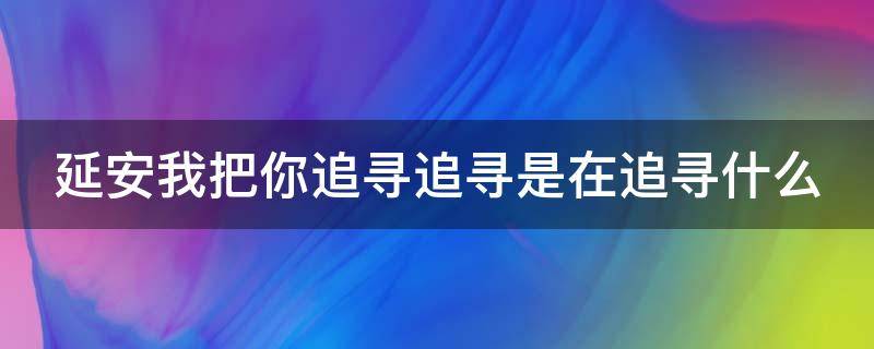 延安我把你追尋追尋是在追尋什么 延安我把你追尋追尋是在追尋什么?