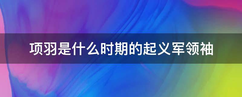 项羽是什么时期的起义军领袖 项羽是什么的起义军领袖与谁争夺天下