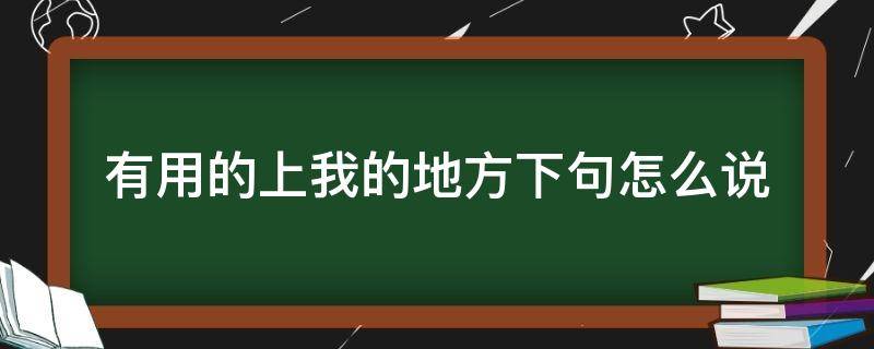 有用的上我的地方下句怎么说（有用得上我的地方下句怎么说）