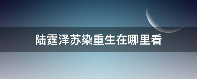 陆霆泽苏染重生在哪里看