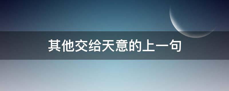 其他交給天意的上一句（都交給天意）