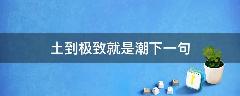 土到极致就是潮下一句 土到极致就是潮下一句怎么说