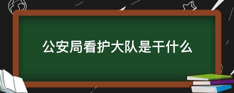 公安局看護大隊是干什么 公安局看護大隊是干什么的