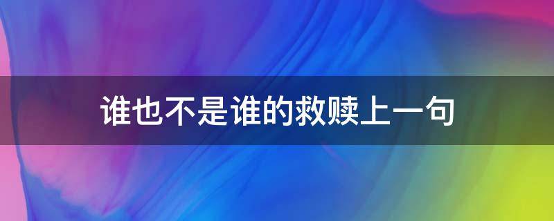 谁也不是谁的救赎上一句（谁也不是谁的救赎这句话什么意思）