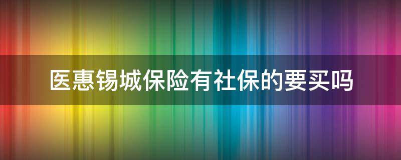 医惠锡城保险有社保的要买吗（有医保有必要买医惠锡城）