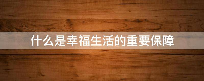 什么是幸福生活的重要保障 什么是我们幸福生活的重要保障?