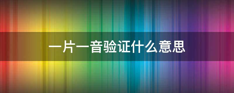 一片一音验证什么意思 验证是什么意思