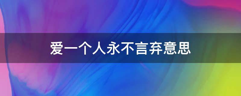 爱一个人永不言弃意思（爱一个人不放弃）