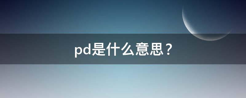 pd是什么意思？（pd是什么意思追星）